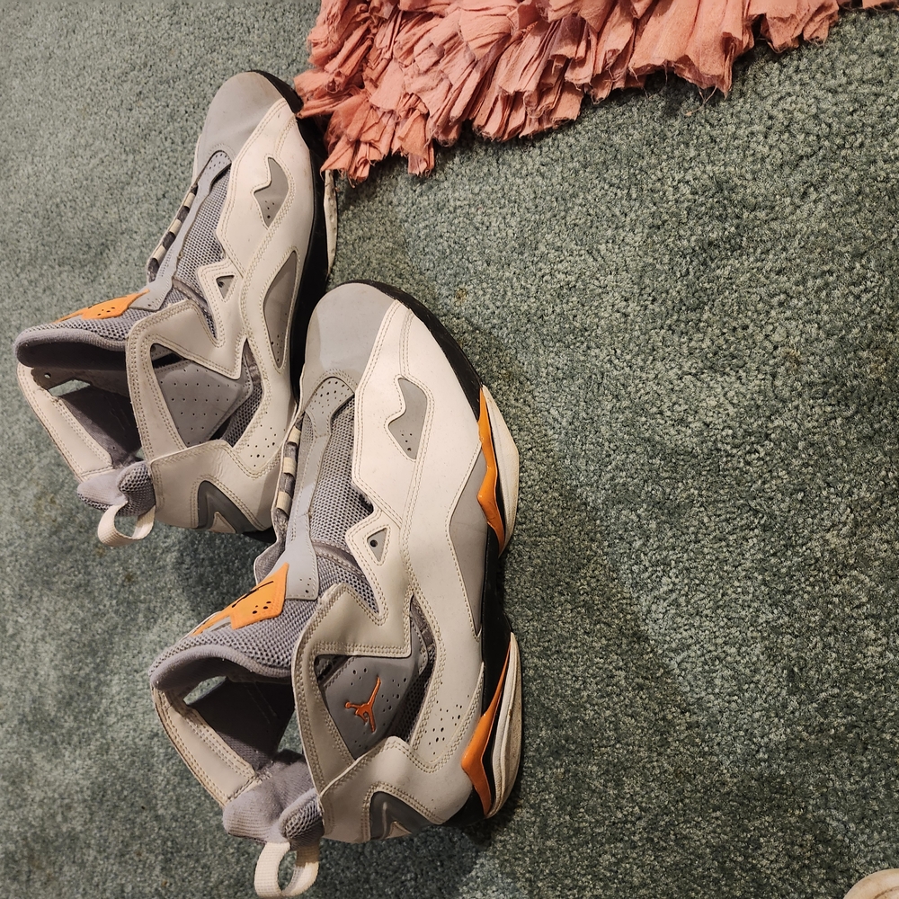 Jordan Gray and Orange Athletic Shoes with Chunky Design